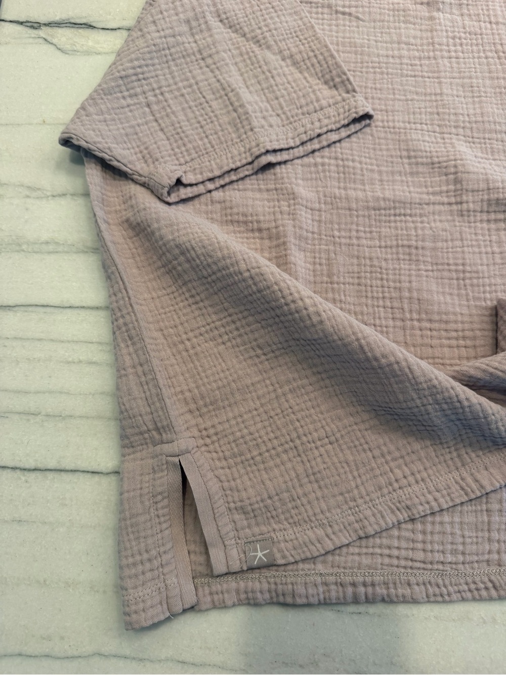 Barefoot Dreams Mauve 100% Cotton Crinkle Tee & Short Set-NWT - Picture 12 of 14